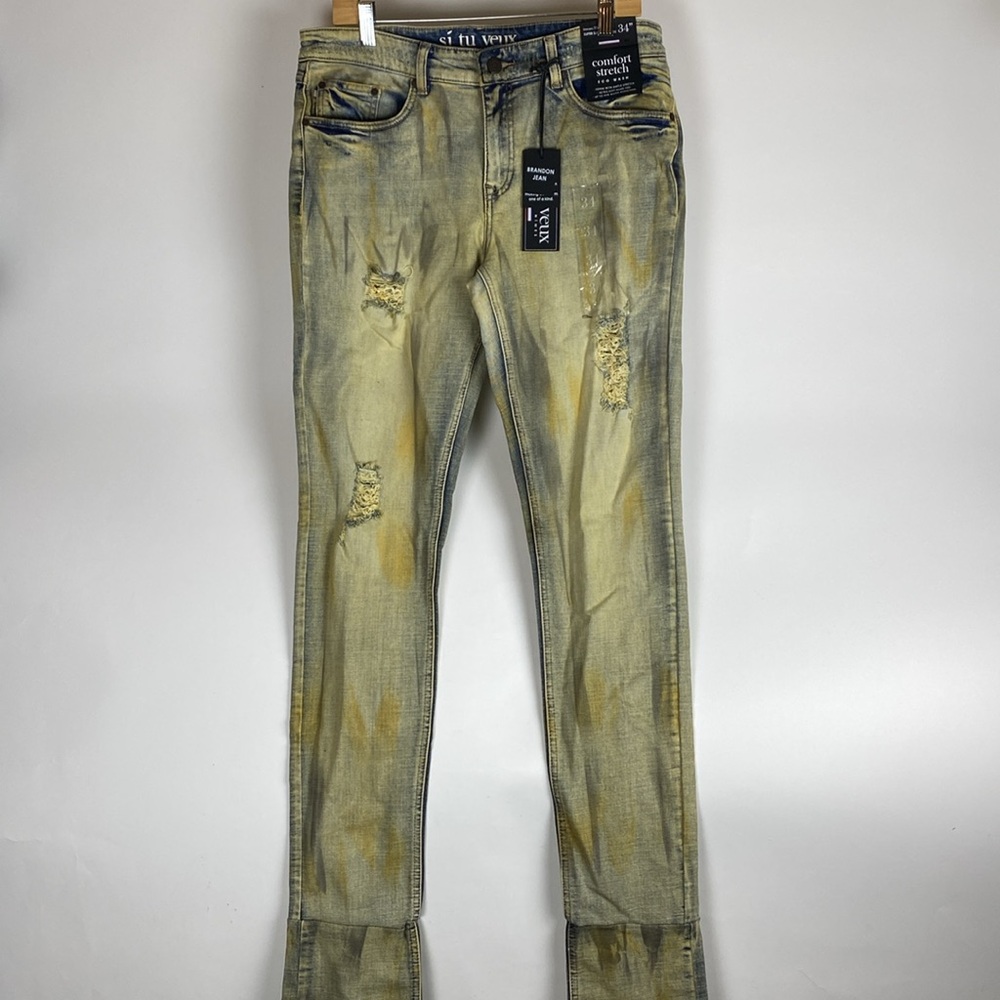 Si Tu Veux Denim BRANDON JEAN MATTE GOLD Comfort Stretch Men’s 34 Super Slim
